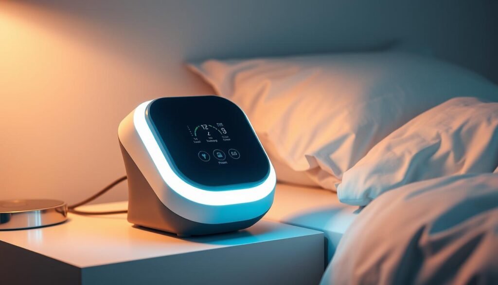 A sleek, modern iCareCPAP sleep apnea machine resting on a minimalist bedside table, bathed in soft, warm lighting. The machine's elegant, streamlined design emphasizes its energy-efficient capabilities, with subtle indicators showcasing its optimal power usage. The scene evokes a sense of tranquility and restful sleep, highlighting the harmonious relationship between the user's slumber and the machine's efficient operation. The background is a serene, calming environment, allowing the iCareCPAP to take center stage as the embodiment of technological innovation and sleep wellness. A sleek, modern iCareCPAP sleep apnea machine resting on a minimalist bedside table, bathed in soft, warm lighting. The machine's elegant, streamlined design emphasizes its energy-efficient capabilities, with subtle indicators showcasing its optimal power usage. The scene evokes a sense of tranquility and restful sleep, highlighting the harmonious relationship between the user's slumber and the machine's efficient operation. The background is a serene, calming environment, allowing the iCareCPAP to take center stage as the embodiment of technological innovation and sleep wellness.