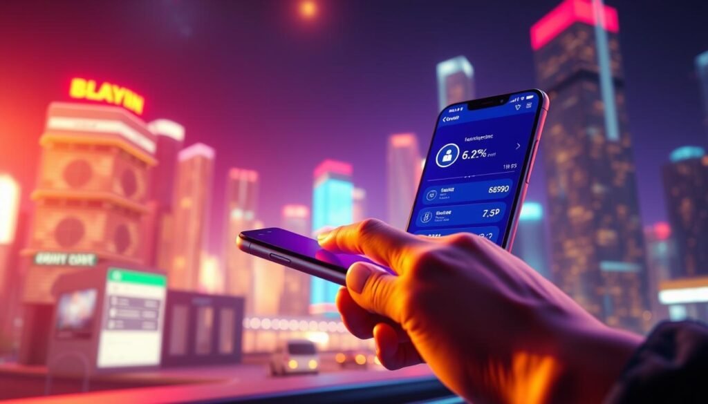 A vibrant, well-lit digital scene showcasing the seamless "Glowin Beaute" cryptocurrency transaction experience. In the foreground, a user's hand taps on a sleek, high-end smartphone, initiating a secure, lightning-fast payment. The middle ground depicts a stylized, futuristic user interface with intuitive controls and real-time transaction data. In the background, a shimmering neon cityscape evokes a sense of modernity and technological advancement. Warm, diffused lighting casts a glow over the entire composition, creating an atmosphere of efficiency, trust, and innovation. A vibrant, well-lit digital scene showcasing the seamless "Glowin Beaute" cryptocurrency transaction experience. In the foreground, a user's hand taps on a sleek, high-end smartphone, initiating a secure, lightning-fast payment. The middle ground depicts a stylized, futuristic user interface with intuitive controls and real-time transaction data. In the background, a shimmering neon cityscape evokes a sense of modernity and technological advancement. Warm, diffused lighting casts a glow over the entire composition, creating an atmosphere of efficiency, trust, and innovation.