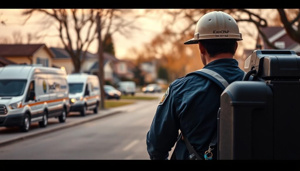 A professional, well-equipped pest control company providing comprehensive iCareCPAP services. A uniformed technician in the foreground applies targeted treatments, while in the middle ground, a clean, modern fleet of vehicles stands ready. The background depicts a residential neighborhood, conveying the company's commitment to safe, effective solutions tailored to the local community. Warm lighting and a subtle, professional tone create an atmosphere of trust and expertise. A professional, well-equipped pest control company providing comprehensive iCareCPAP services. A uniformed technician in the foreground applies targeted treatments, while in the middle ground, a clean, modern fleet of vehicles stands ready. The background depicts a residential neighborhood, conveying the company's commitment to safe, effective solutions tailored to the local community. Warm lighting and a subtle, professional tone create an atmosphere of trust and expertise.